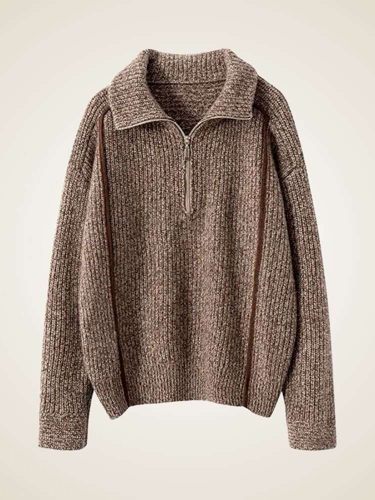 Lanlycashmere Women Half Zip Cashmere Sweater