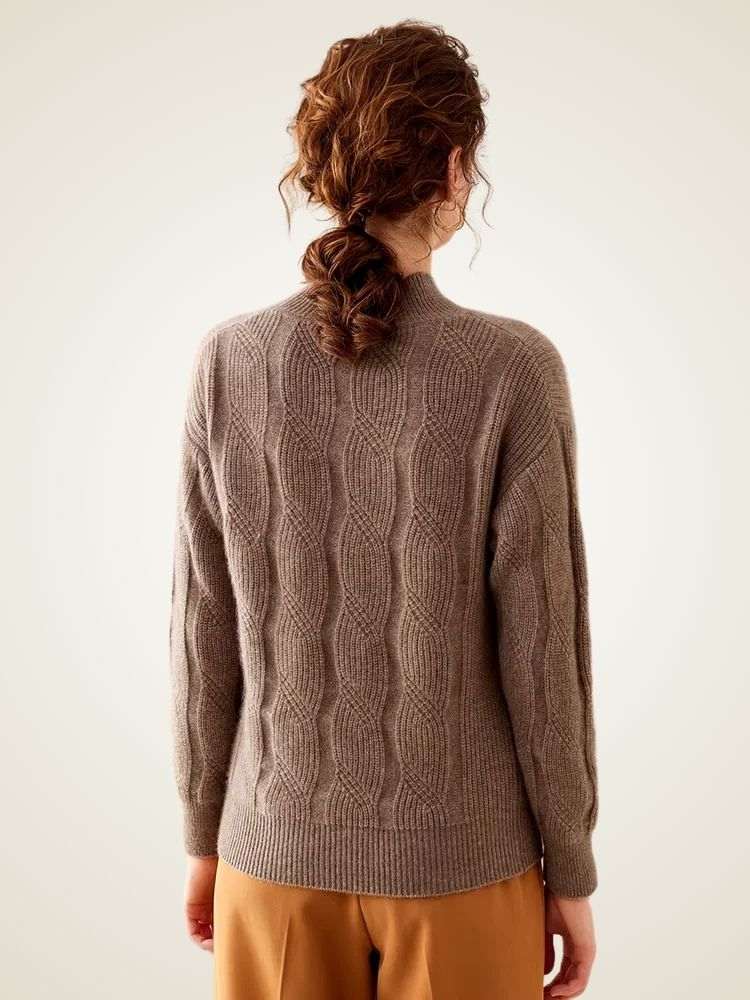Lanlycashmere Women Mock Neck Cashmere Sweater