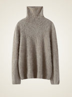 Lanlycashmere Brushed Cashmere Turtleneck Sweater – Soft Fluffy Knit Pullover