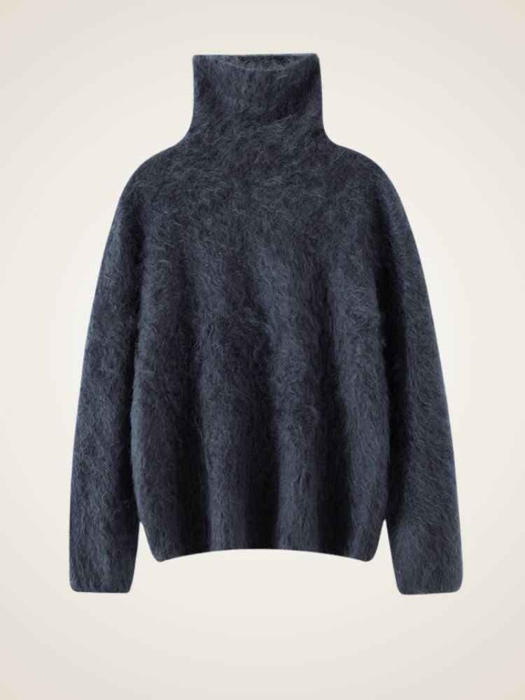Lanlycashmere Brushed Cashmere Turtleneck Sweater – Soft Fluffy Knit Pullover