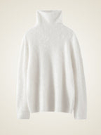 Lanlycashmere Brushed Cashmere Turtleneck Sweater – Soft Fluffy Knit Pullover