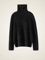 Lanlycashmere Brushed Cashmere Turtleneck Sweater – Soft Fluffy Knit Pullover