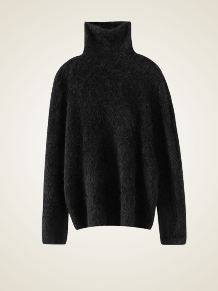 Lanlycashmere Brushed Cashmere Turtleneck Sweater – Soft Fluffy Knit Pullover