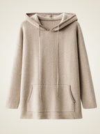Lanlycashmere Cashmere Hoodie – Herringbone Knit Hooded Sweater