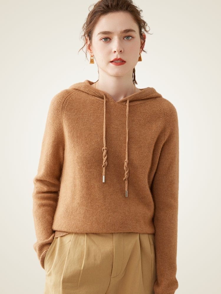 Lanlycashmere Cashmere Hoodie Pullover – Soft Luxury Knit Hooded Sweater