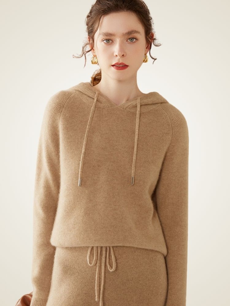 Lanlycashmere Cashmere Hoodie Pullover – Soft Luxury Knit Hooded Sweater