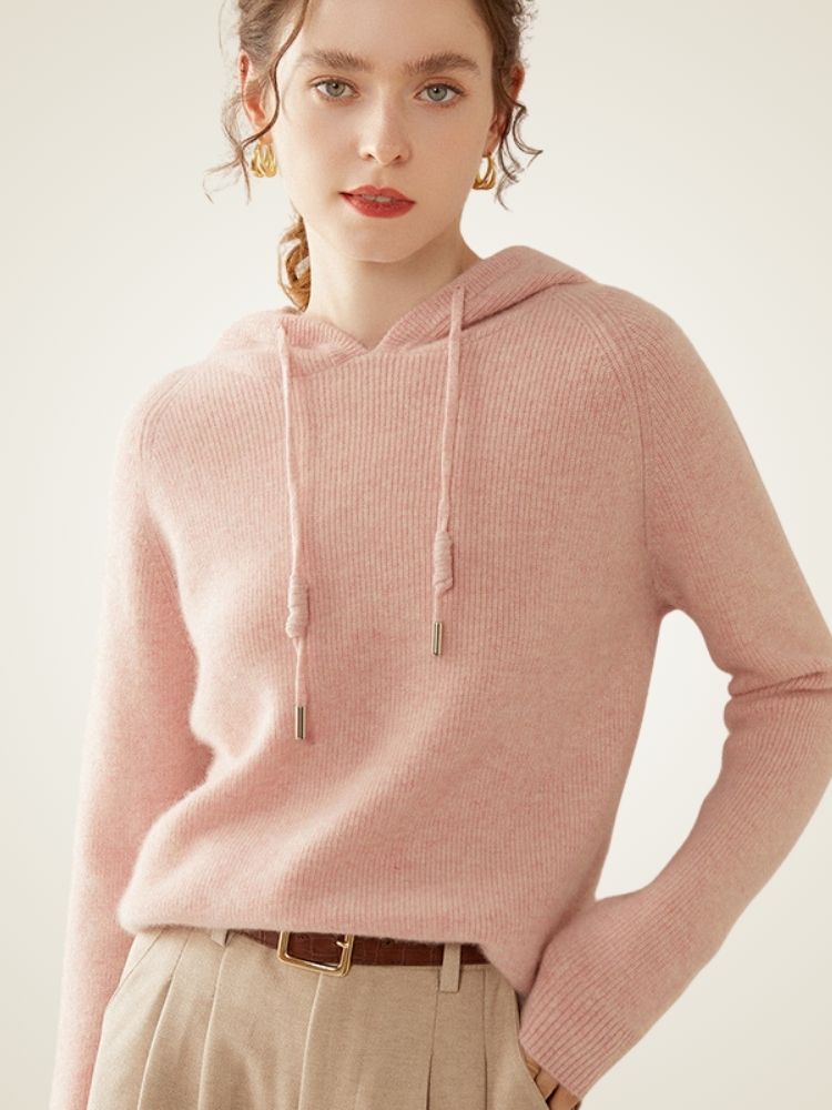 Lanlycashmere Cashmere Hoodie Pullover – Soft Luxury Knit Hooded Sweater