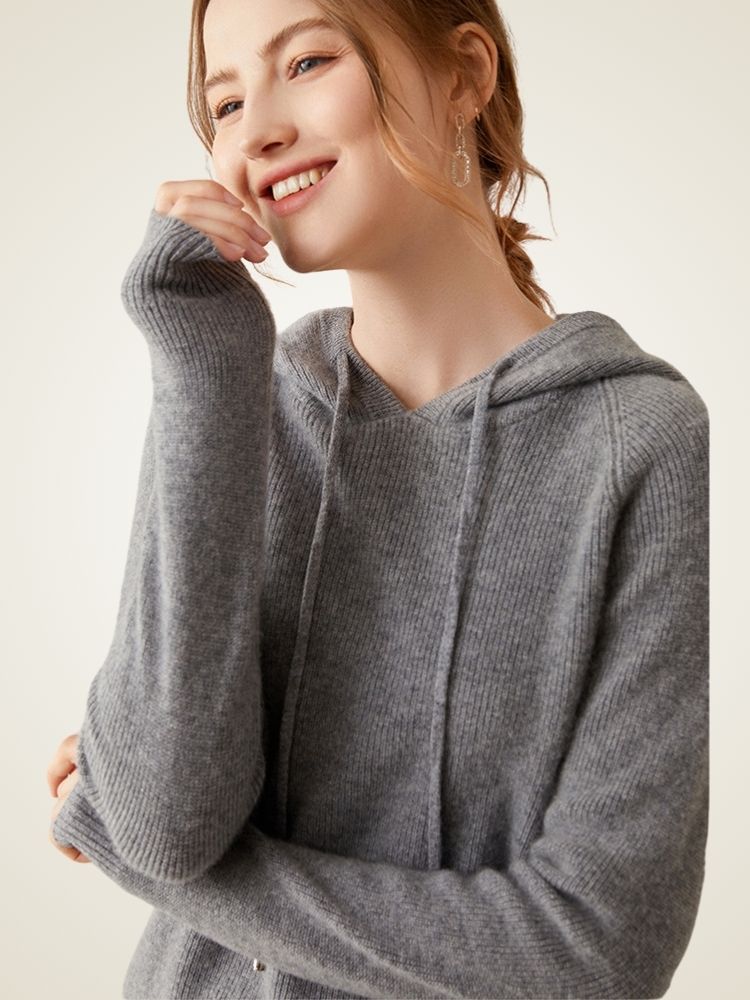 Lanlycashmere Cashmere Hoodie Pullover – Soft Luxury Knit Hooded Sweater