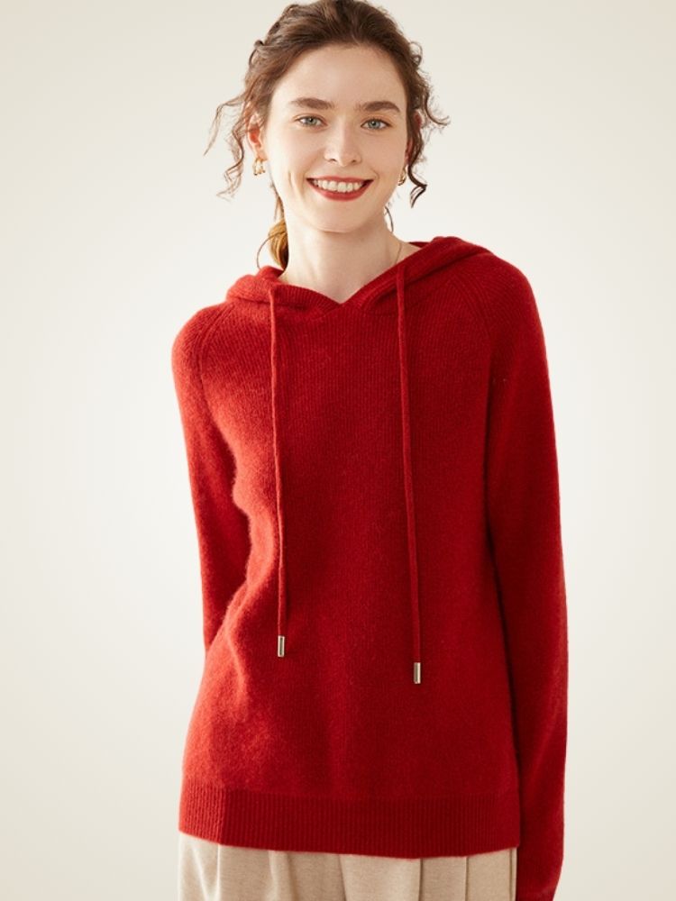 Lanlycashmere Cashmere Hoodie Pullover – Soft Luxury Knit Hooded Sweater