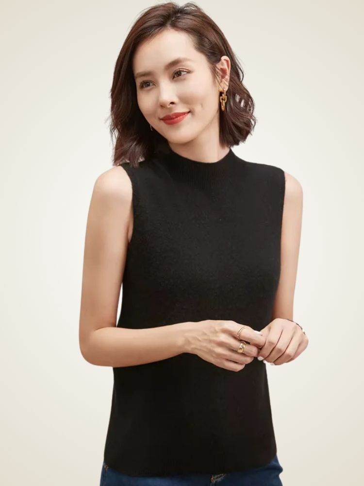 Lanlycashmere Cashmere Sweater Vest – Women Sleeveless Knit Top