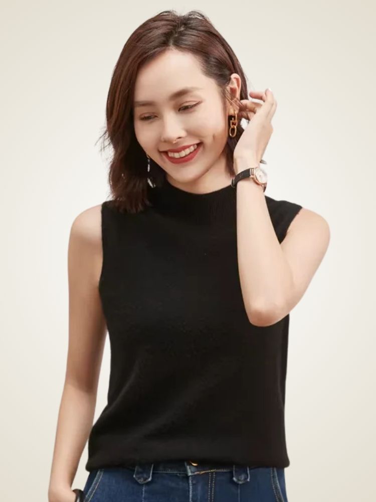 Lanlycashmere Cashmere Sweater Vest – Women Sleeveless Knit Top