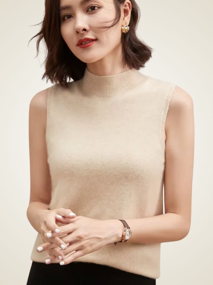 Lanlycashmere Cashmere Sweater Vest – Women Sleeveless Knit Top