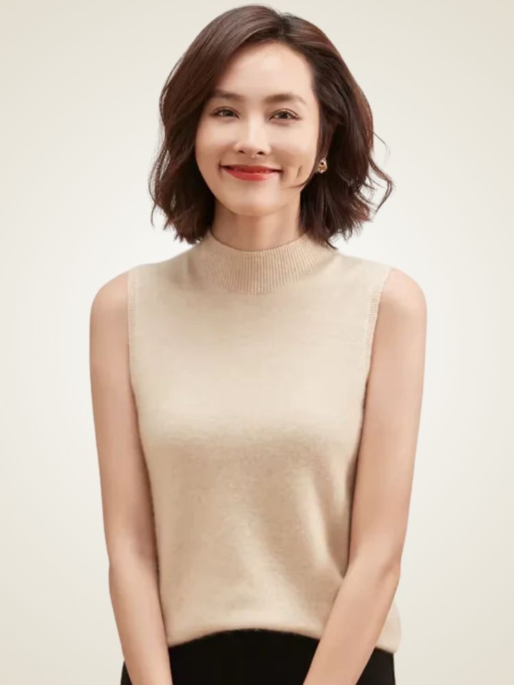 Lanlycashmere Cashmere Sweater Vest – Women Sleeveless Knit Top