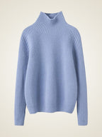 Lanlycashmere Chunky Ribbed Cashmere Sweater – Mock Neck Warm Knit Pullover