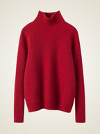 Lanlycashmere Chunky Ribbed Cashmere Sweater – Mock Neck Warm Knit Pullover