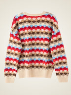 Lanlycashmere Colorblock Cashmere Sweater – Scallop Knit Crewneck