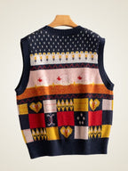 Lanlycashmere Fair Isle Cashmere Sweater Vest – Vintage Pattern Knit Top