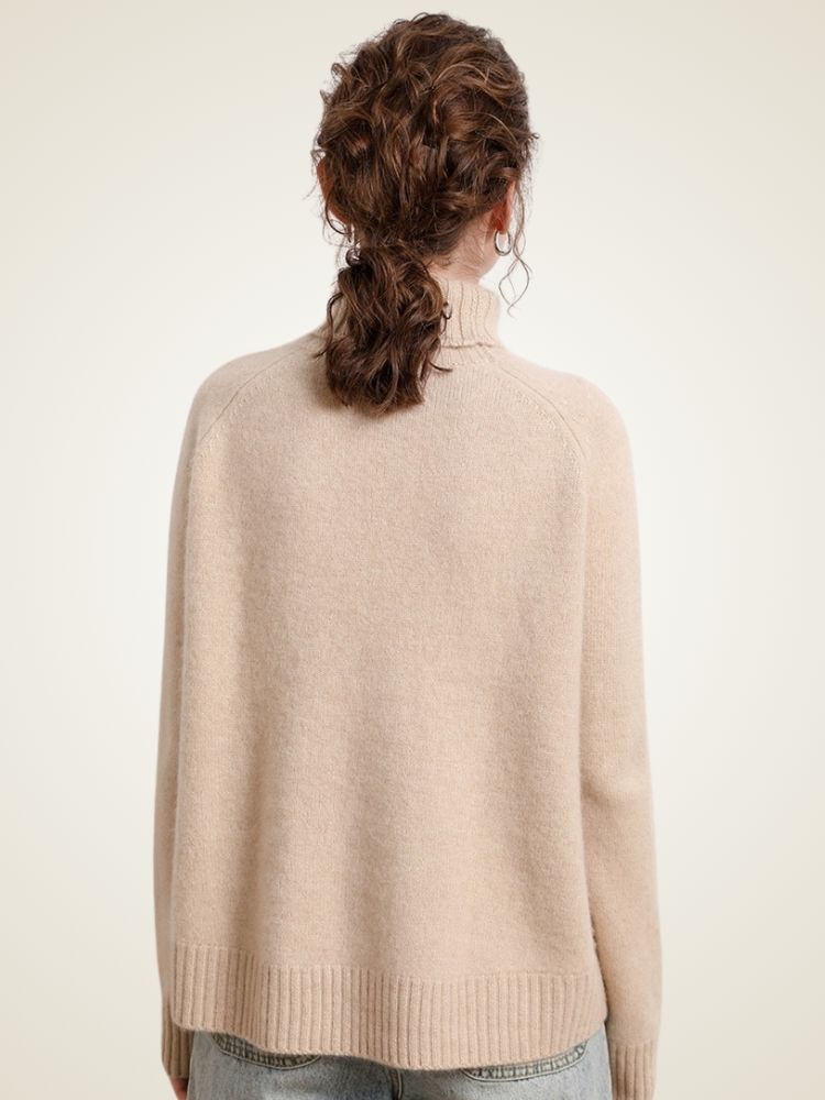 Lanlycashmere Fitted Cashmere Turtleneck Sweater – Cropped Slim Knit Pullover