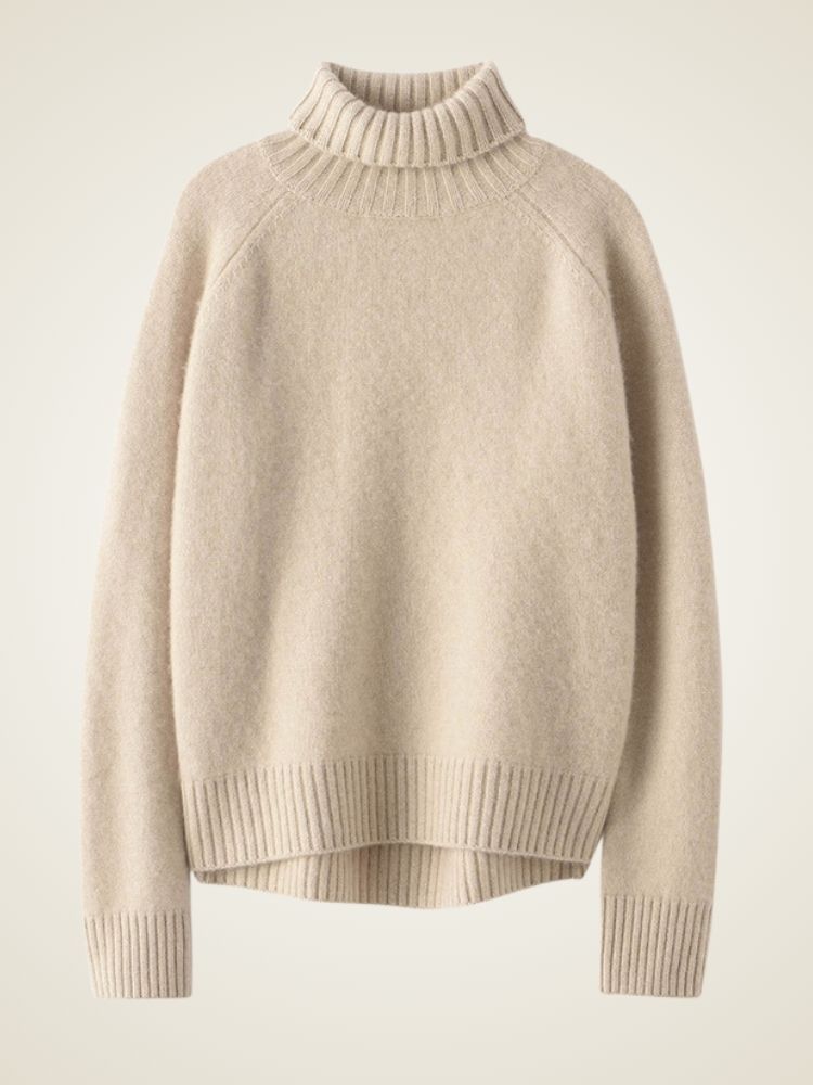 Lanlycashmere Fitted Cashmere Turtleneck Sweater – Cropped Slim Knit Pullover