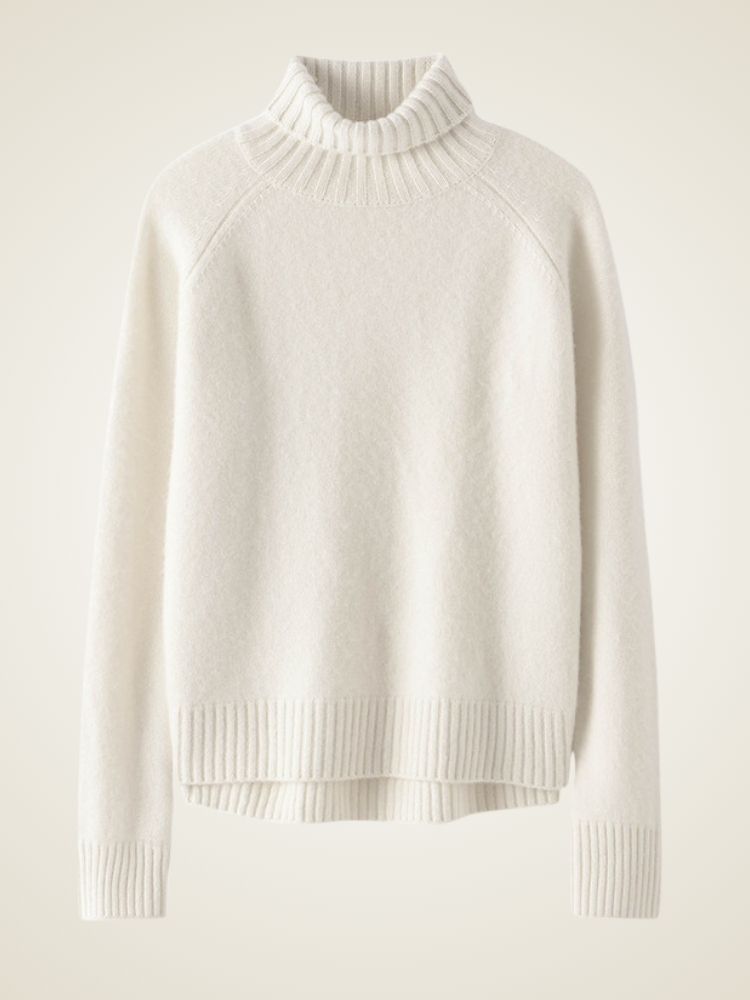 Lanlycashmere Fitted Cashmere Turtleneck Sweater – Cropped Slim Knit Pullover