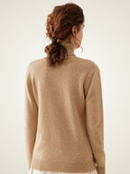 Lanlycashmere Herringbone Cashmere Turtleneck Sweater – Slim Fit Knit Top