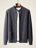 Lanlycashmere Men Crew Neck Cashmere Cardigan