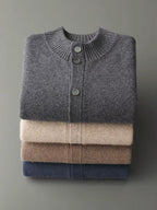 Lanlycashmere Men Crew Neck Cashmere Cardigan