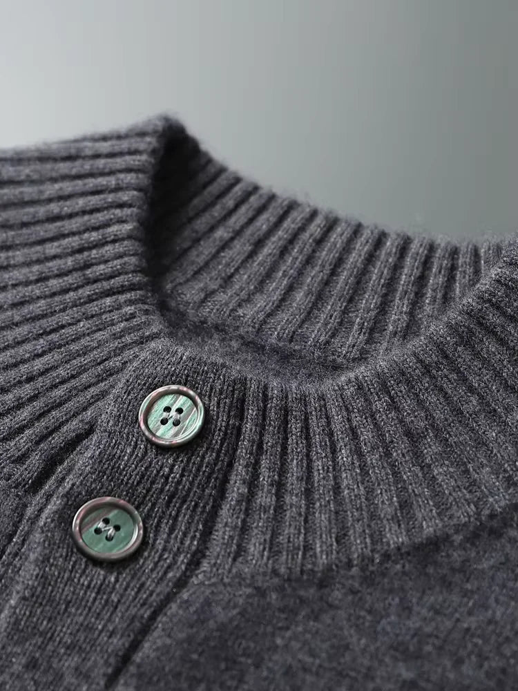 Lanlycashmere Men Crew Neck Cashmere Cardigan