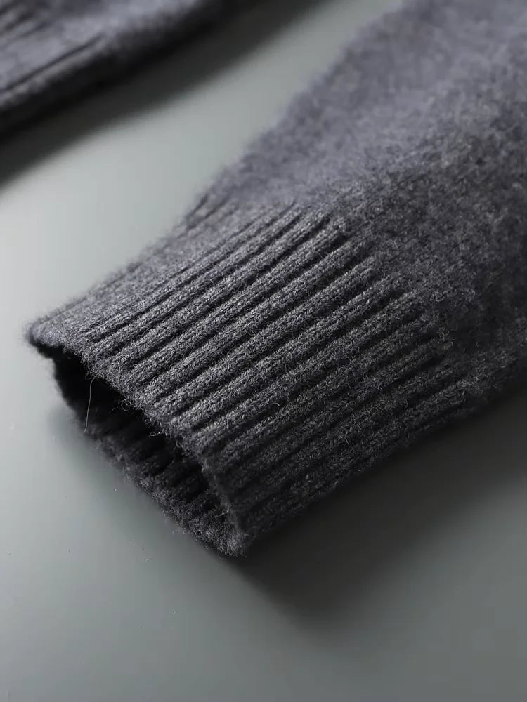 Lanlycashmere Men Crew Neck Cashmere Cardigan