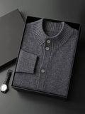 Lanlycashmere Men Crew Neck Cashmere Cardigan