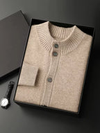 Lanlycashmere Men Crew Neck Cashmere Cardigan