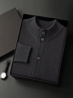 Lanlycashmere Men Crew Neck Cashmere Cardigan