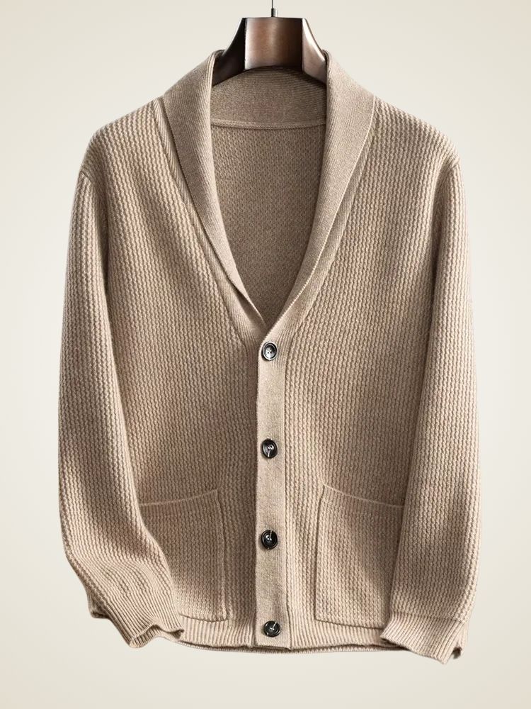 Lanlycashmere Men Shawl Collar Cashmere Cardigan
