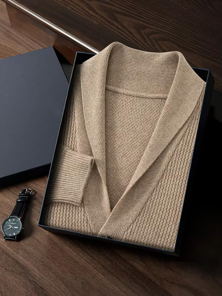 Lanlycashmere Men Shawl Collar Cashmere Cardigan