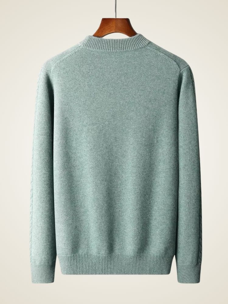 Lanlycashmere Men’s Cable Knit Crew Neck Cashmere Sweater