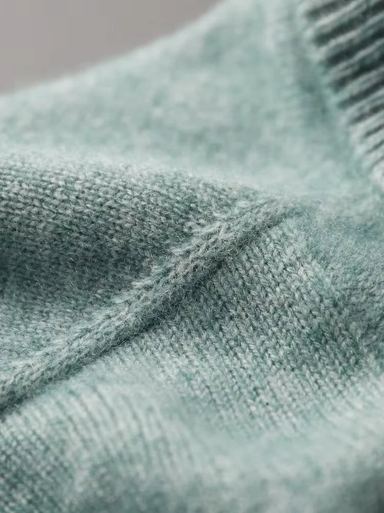 Lanlycashmere Men’s Cable Knit Crew Neck Cashmere Sweater