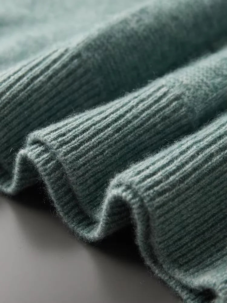 Lanlycashmere Men’s Cable Knit Crew Neck Cashmere Sweater