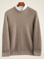 Lanlycashmere Men’s Herringbone Crew Neck Cashmere Sweater