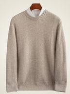 Lanlycashmere Men’s Herringbone Crew Neck Cashmere Sweater