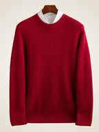 Lanlycashmere Men’s Herringbone Crew Neck Cashmere Sweater