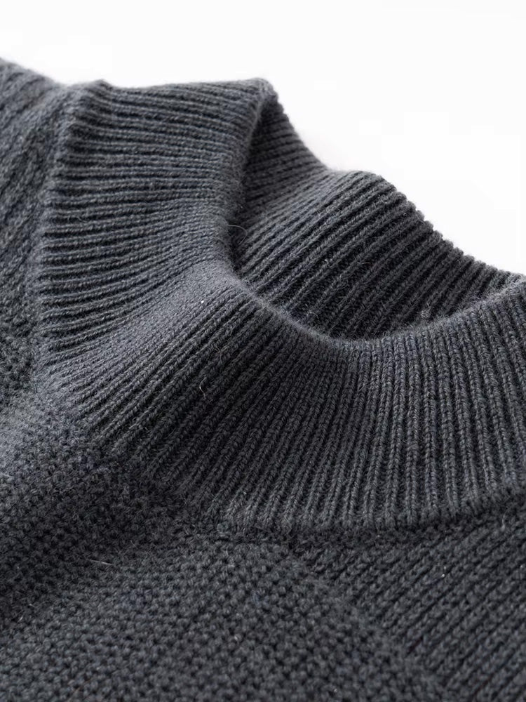 Lanlycashmere Men’s Mock Neck Cashmere Sweater