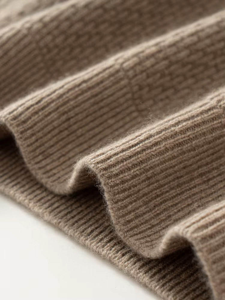 Lanlycashmere Men’s Textured Mock Neck Cashmere Sweater