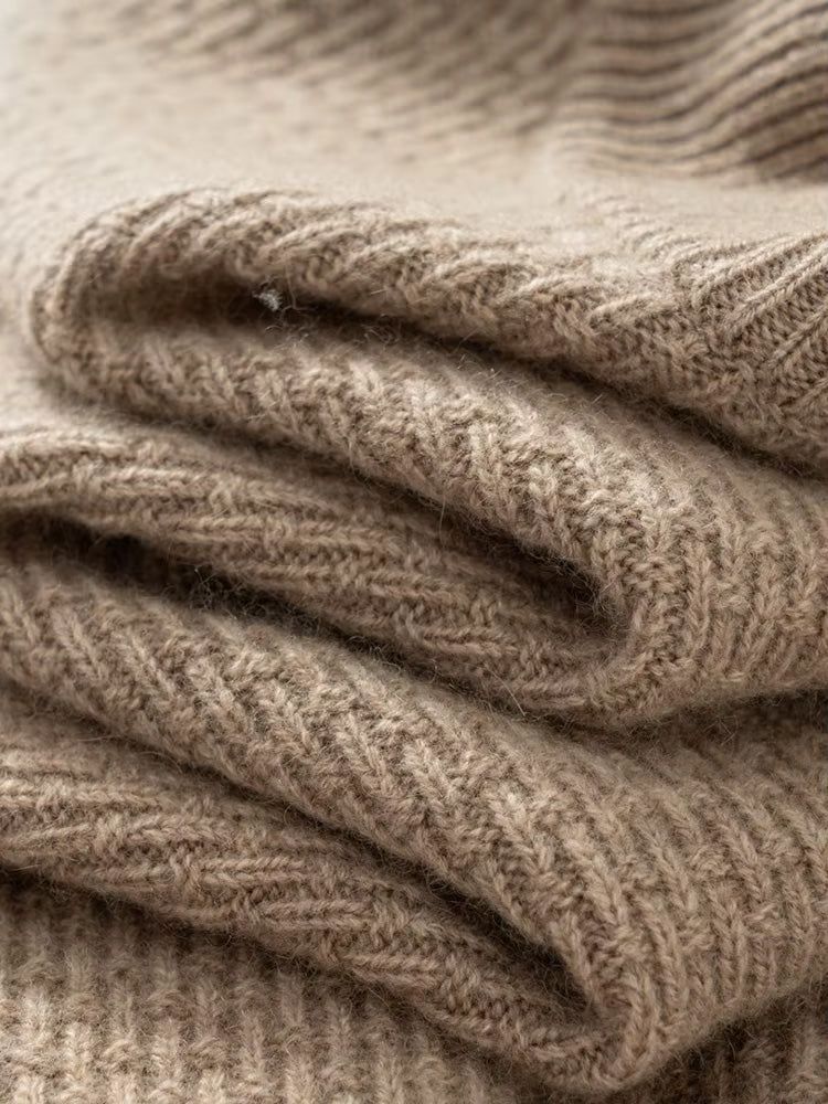 Lanlycashmere Men’s Textured Mock Neck Cashmere Sweater