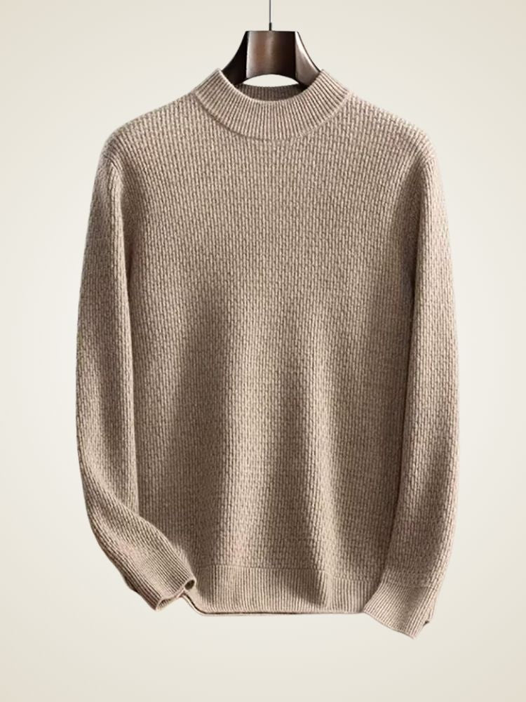 Lanlycashmere Men’s Textured Mock Neck Cashmere Sweater