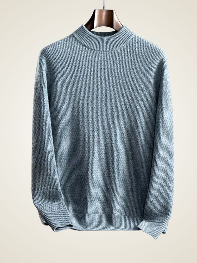 Lanlycashmere Men’s Textured Mock Neck Cashmere Sweater