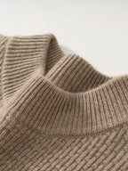 Lanlycashmere Men’s Textured Mock Neck Cashmere Sweater