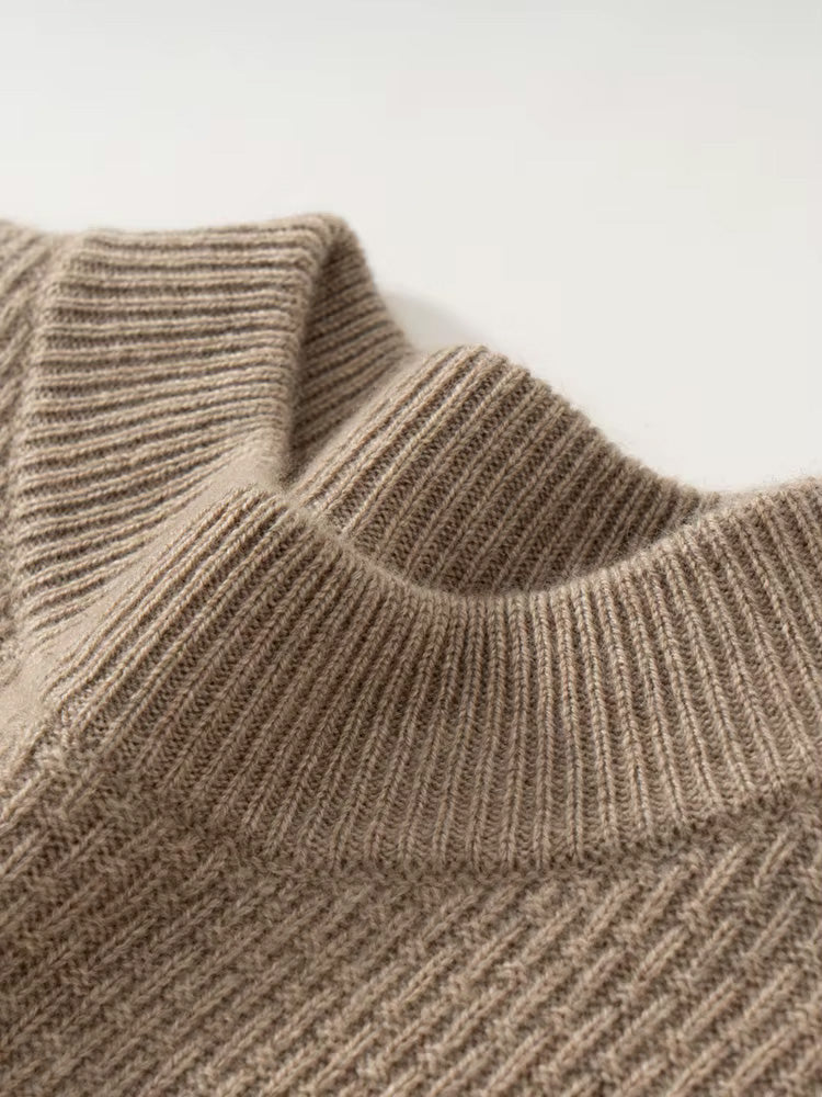 Lanlycashmere Men’s Textured Mock Neck Cashmere Sweater
