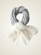 Lanlycashmere Ruffle Cashmere Scarf – Colorblock Soft Knit Wrap