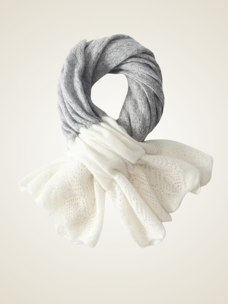 Lanlycashmere Ruffle Cashmere Scarf – Colorblock Soft Knit Wrap