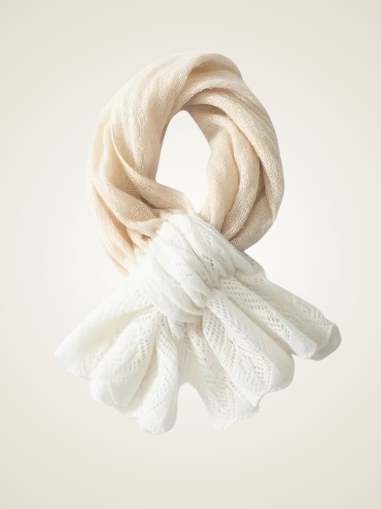 Lanlycashmere Ruffle Cashmere Scarf – Colorblock Soft Knit Wrap